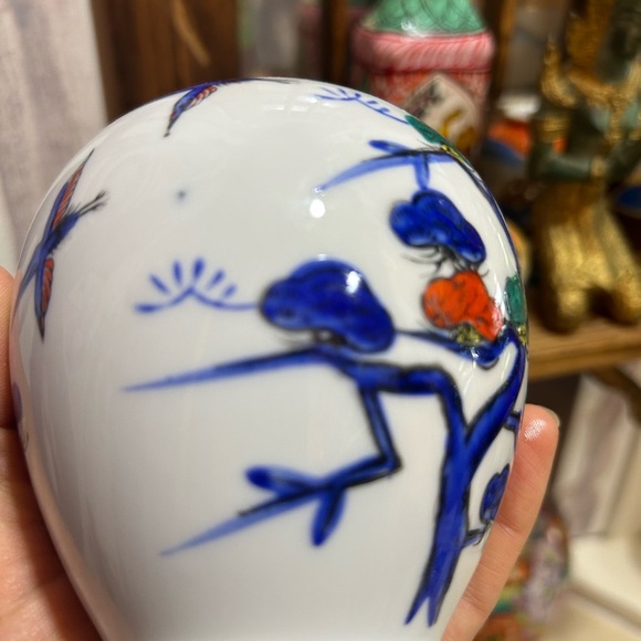 Handcrafted Ceramic Vase with Vibrant Tree Design 4.5" - Picture 4 of 10